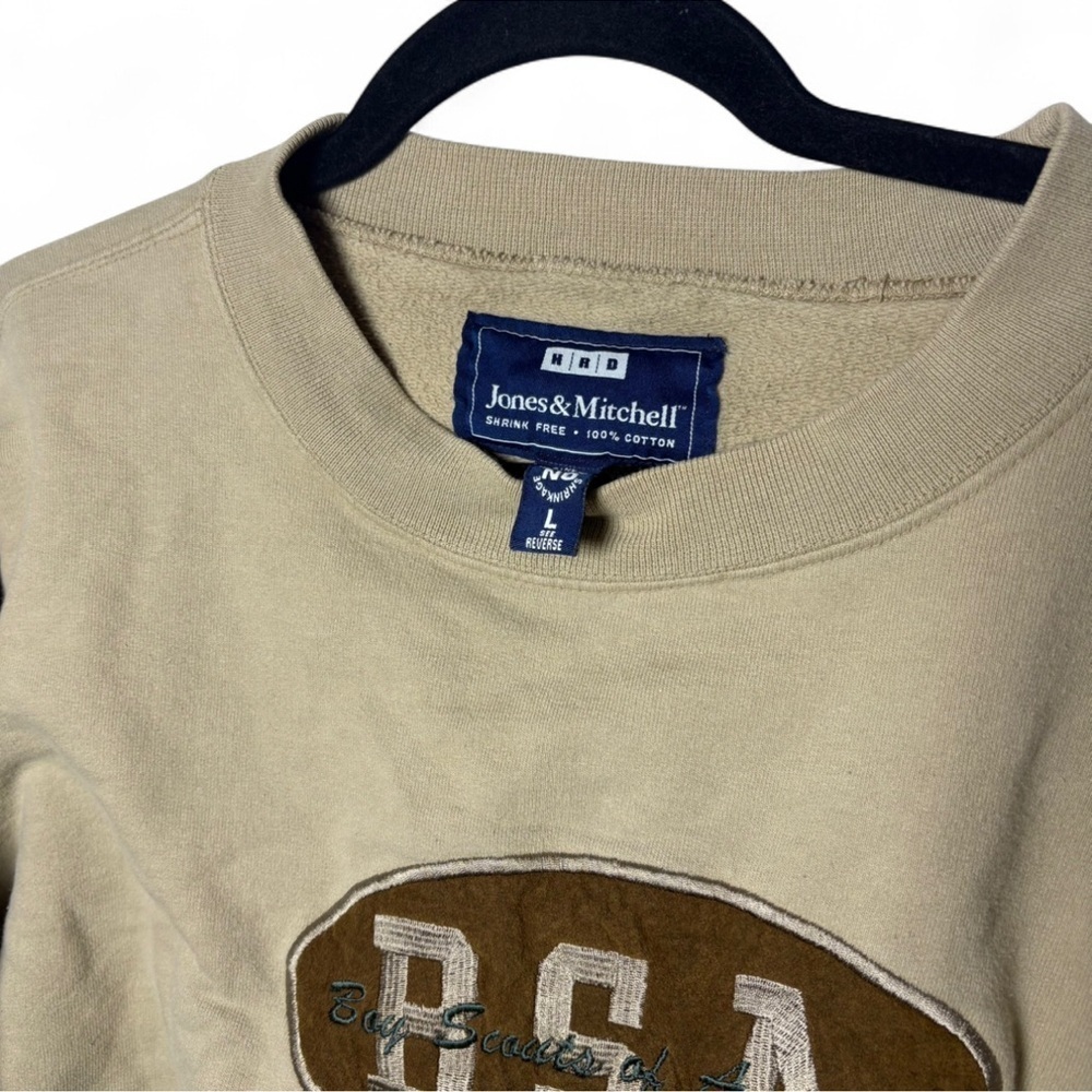 Vintage BSA Boy Scouts of America Tan Sweatshirt | Jones & Mitchell Large - Picture 3 of 4